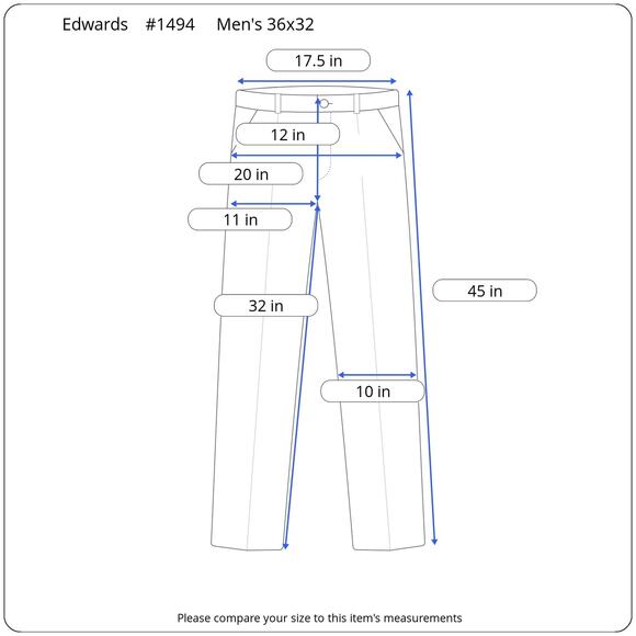 Edwards Woven Textured Workwear Pants Men's 36x32 Black Creased Polyester NWT - Picture 11 of 11